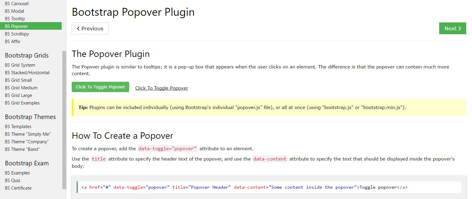 Bootstrap popovers  guide
